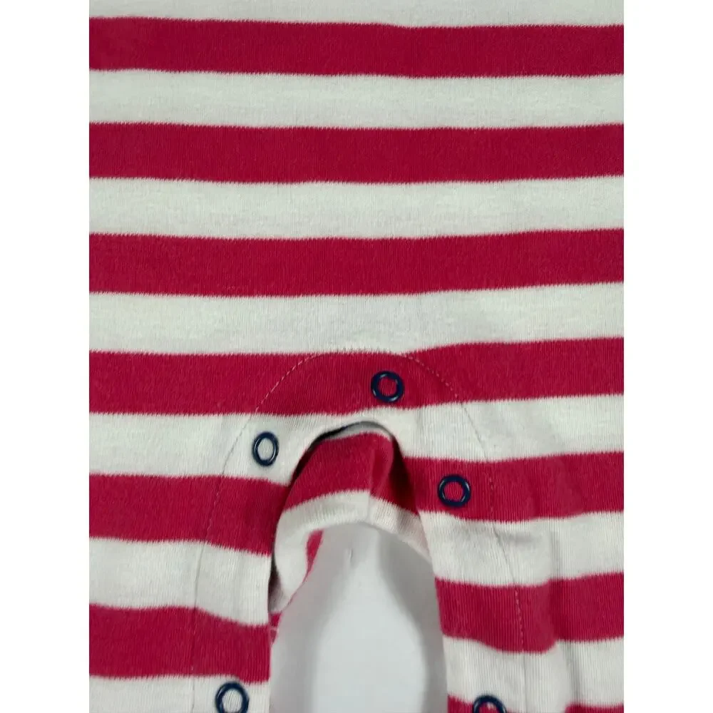 Kite Organic Sailboat Applique Striped Footed Romper Pink Size 18–24 Months